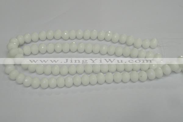 CPB60 15.5 inches 8*12mm faceted rondelle white porcelain beads