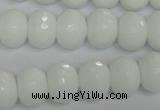 CPB61 15.5 inches 10*14mm faceted rondelle white porcelain beads
