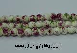 CPB701 15.5 inches 6mm round Painted porcelain beads
