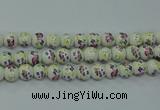 CPB773 15.5 inches 10mm round Painted porcelain beads