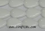 CPB91 15.5 inches 15*20mm flat teardrop white porcelain beads wholesale