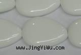 CPB93 15.5 inches 20*30mm flat teardrop white porcelain beads wholesale