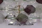 CPC18 15.5 inches 12mm faceted nuggets green phantom quartz beads