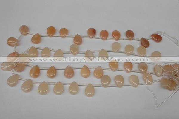 CPE22 Top-drilled 12*16mm flat teardrop peach stone beads wholesale