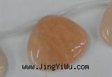 CPI161 Top-drilled 25*30mm carved triangle pink aventurine jade beads
