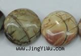CPJ28 15.5 inches 25mm flat round picasso jasper beads wholesale