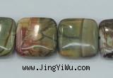 CPJ32 15.5 inches 20*20mm square picasso jasper beads wholesale