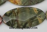 CPJ415 15 inches 25*50mm faceted oval picasso jasper gemstone beads