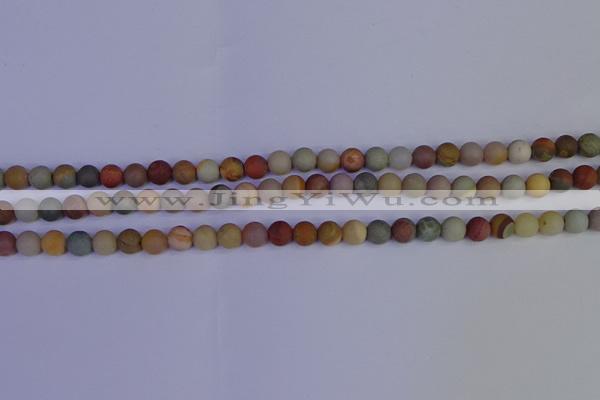 CPJ510 15.5 inches 4mm round matte polychrome jasper beads wholeasle