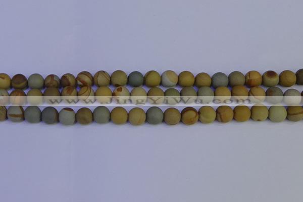 CPJ523 15.5 inches 10mm round matte wildhorse picture jasper beads