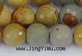 CPJ544 15.5 inches 12mm faceted round wildhorse picture jasper beads