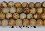 CPJ555 15.5 inches 4mm faceted round picture jasper beads