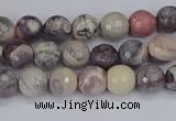 CPJ610 15.5 inches 4mm faceted round purple striped jasper beads