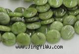 CPO15 15.5 inches 10mm flat round olivine gemstone beads wholesale