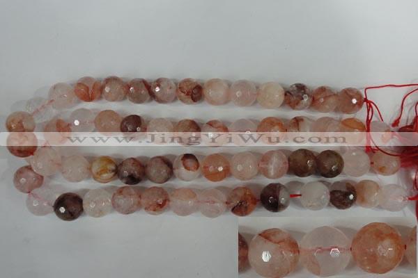 CPQ26 15.5 inches 14mm faceted round natural pink quartz beads