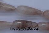 CPQ78 15.5 inches 10*30mm faceted teardrop natural pink quartz beads
