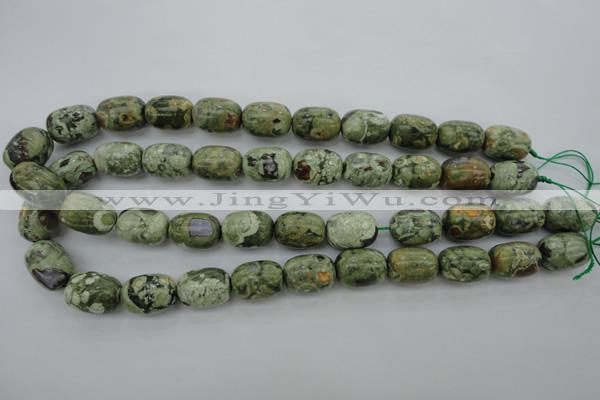 CPS127 15.5 inches 13*18mm drum green peacock stone beads