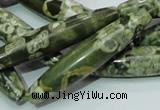 CPS14 15.5 inches 10*50mm rice green peacock stone beads wholesale