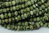 CPS51 15.5 inches 4*6mm faceted rondelle green peacock stone beads