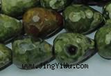CPS65 15.5 inches 15*20mm faceted teardrop green peacock stone beads