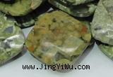 CPS77 15.5 inches 30*30mm faceted rhombic green peacock stone beads