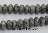 CPT120 15.5 inches 6*10mm faceted rondelle grey picture jasper beads