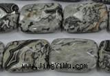 CPT156 15.5 inches 18*25mm faceted rectangle grey picture jasper beads
