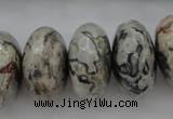 CPT197 15.5 inches 9*16mm faceted rondelle grey picture jasper beads