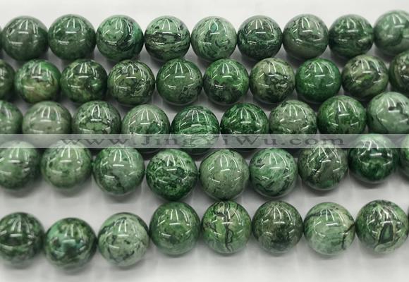 CPT210 15 inches 18mm round green picture jasper beads wholesale