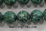 CPT218 15.5 inches 16mm faceted round green picture jasper beads