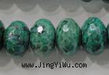 CPT227 15.5 inches 12*20mm faceted rondelle green picture jasper beads