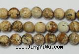 CPT502 15.5 inches 8mm faceted round picture jasper beads wholesale