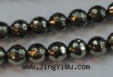 CPY106 15.5 inches 6mm faceted round pyrite gemstone beads wholesale