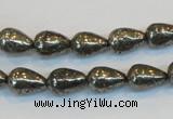 CPY132 15.5 inches 8*12mm teardrop pyrite gemstone beads wholesale