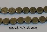 CPY151 15.5 inches 8mm coin pyrite gemstone beads wholesale