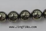 CPY206 15.5 inches 14mm round pyrite gemstone beads wholesale