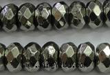 CPY430 15.5 inches 6*10mm faceted rondelle pyrite gemstone beads