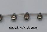 CPY550 Top drilled 6*9mm teardrop pyrite gemstone beads