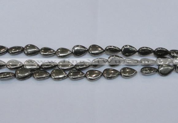 CPY578 15.5 inches 13*18mm flat teardrop pyrite gemstone beads