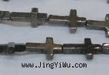 CPY583 15.5 inches 10*15mm cross pyrite gemstone beads wholesale