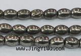 CPY597 15.5 inches 6*8mm rice pyrite gemstone beads wholesale