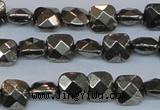CPY635 15.5 inches 8*8mm faceted square pyrite gemstone beads