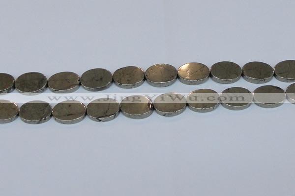 CPY645 15.5 inches 15*20mm oval pyrite gemstone beads wholesale