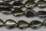 CPY65 15.5 inches 12*16mm flat teardrop pyrite gemstone beads wholesale