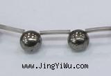 CPY665 Top drilled 10mm round pyrite gemstone beads wholesale