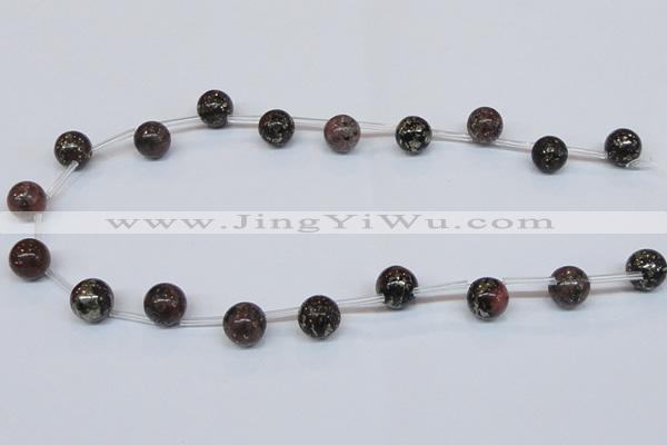 CPY780 Top drilled 10mm round pyrite gemstone beads wholesale