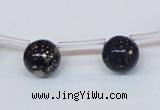 CPY785 Top drilled 10mm round pyrite gemstone beads wholesale