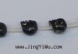 CPY787 Top drilled 8mm carved skull pyrite gemstone beads