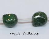 CPY795 Top drilled 12mm carved skull pyrite gemstone beads