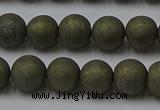 CPY814 15.5 inches 6mm round matte pyrite beads wholesale